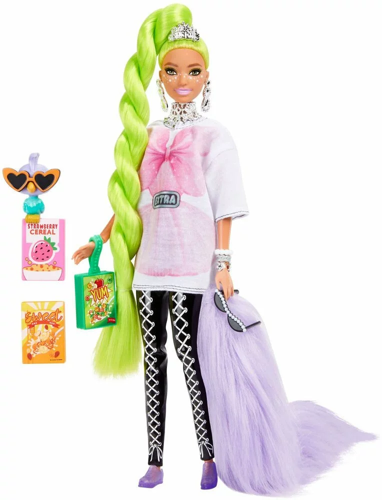 MATTEL POUPEE BARBIE EXTRA NATTE VERT FLUO 3 MATTEL POUPEE BARBIE EXTRA NATTE VERT FLUO